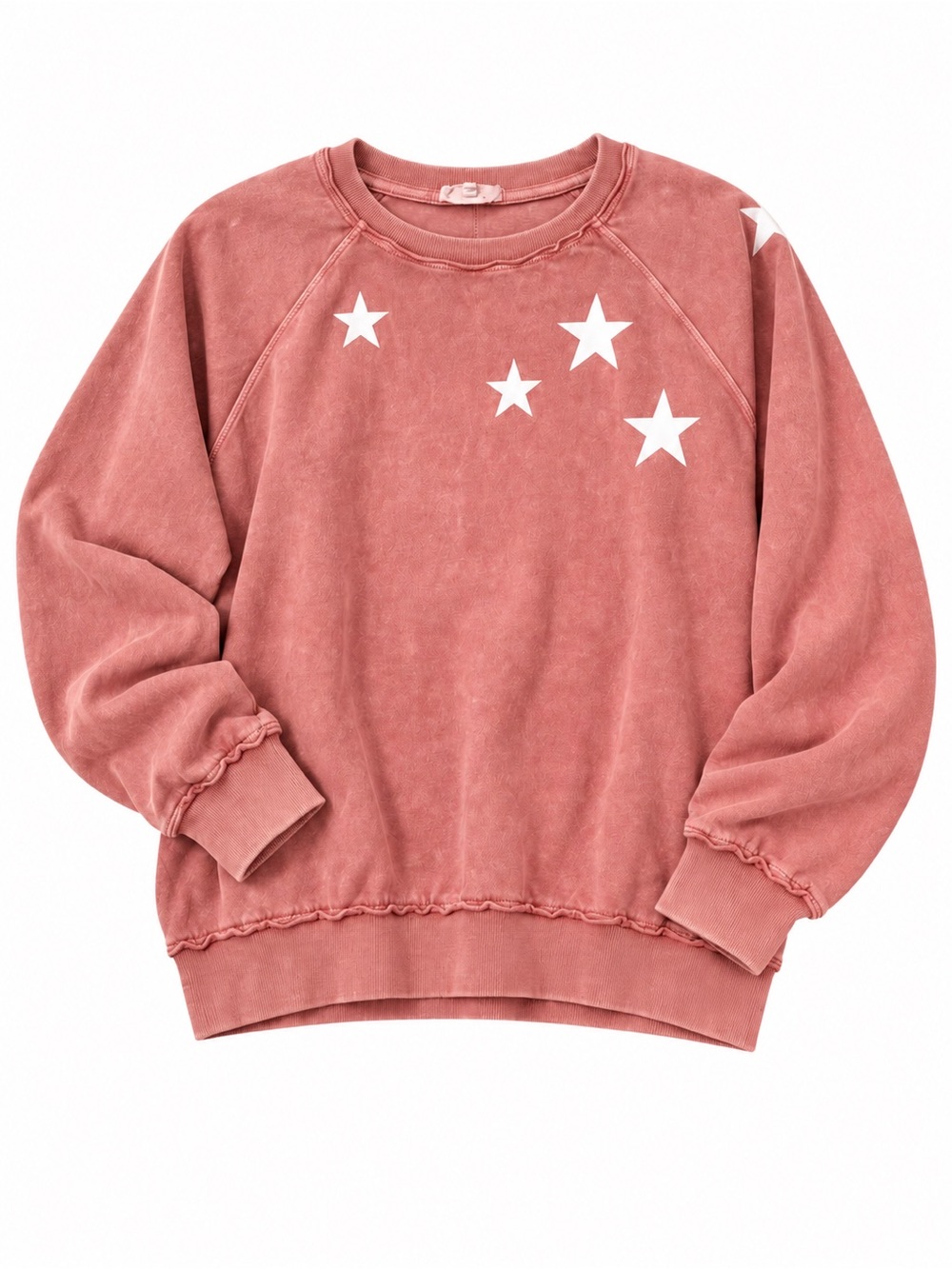Easel L Dusty Pink Mineral Wash Star Sweatshirt Oversized Preppy Boho